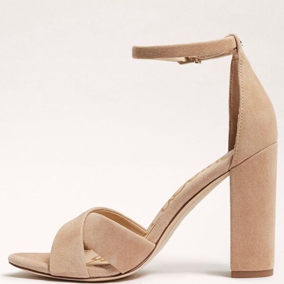 Sam Edelman Oatmeal Suede Yancy Ankle Strap Heels - Picture 5 of 12